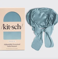Kitsch Adjustable Oversized Satin Bonnet HazeBlue Fashion