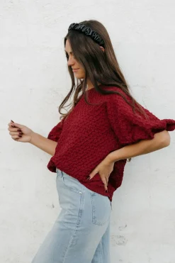 Dongguan Huoyoung Apparel Co Adrianne Top-Burgundy Red New