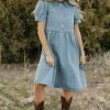 Tea N Rose Amabel Dress-Denim Blue New