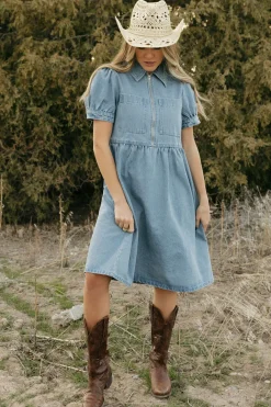 Tea N Rose Amabel Dress-Denim Blue New