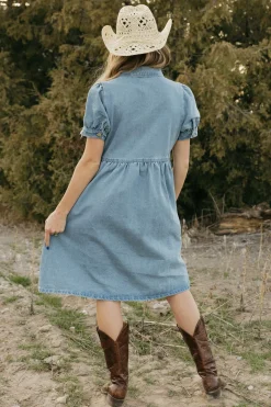 Tea N Rose Amabel Dress-Denim Blue New