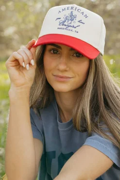 Faire American Cowgirl Trucker Hat Red/Blue New