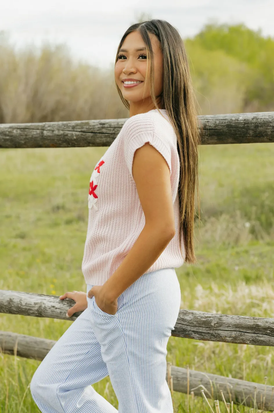 Polagram American Girl Sweater Vest-Baby Pink Sale
