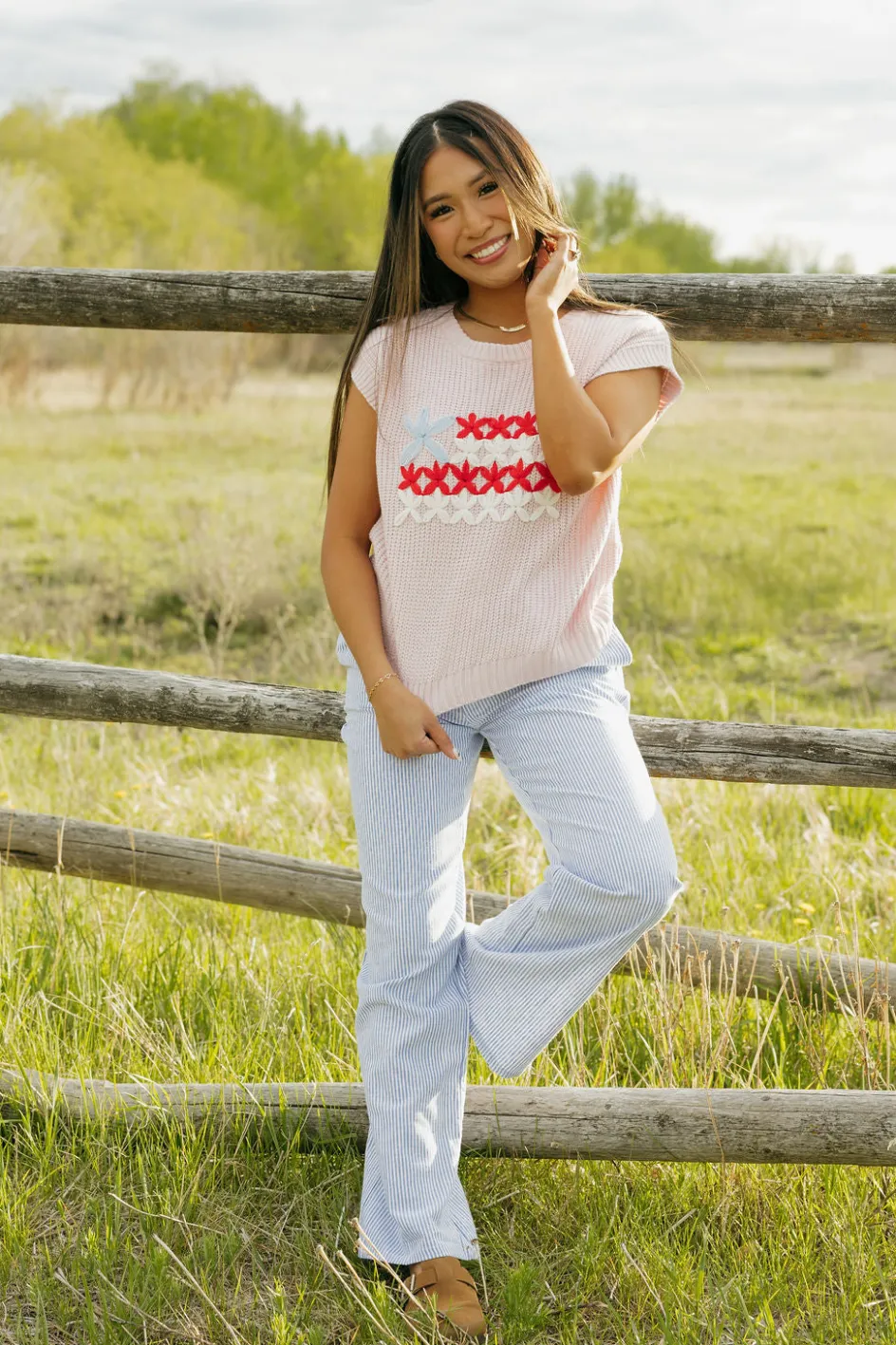 Polagram American Girl Sweater Vest-Baby Pink Sale