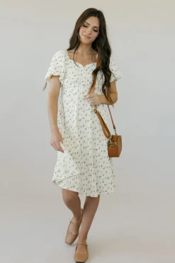 Tea N Rose Annabelle Dress-Cream Floral Neutral New