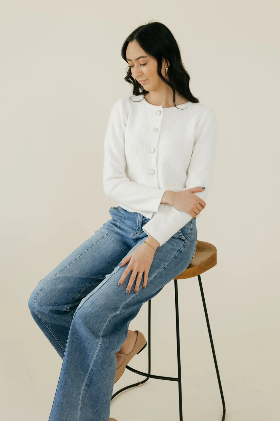 Blu Pepper Beckham Cardigan-Ivory White Online