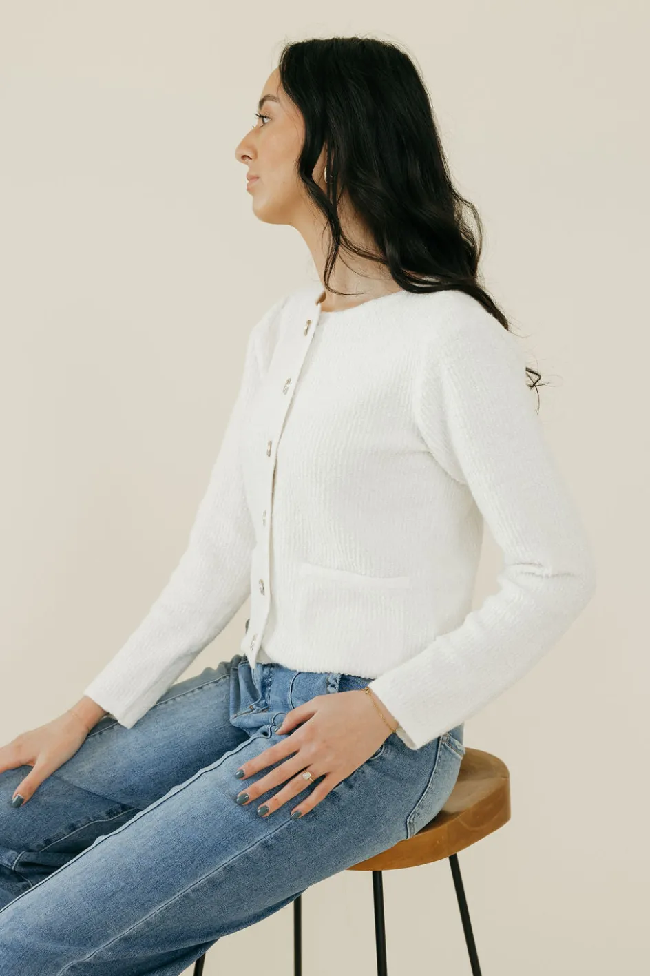Blu Pepper Beckham Cardigan-Ivory White Online