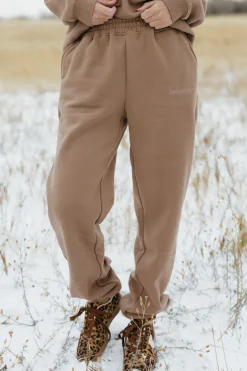 Tea N Rose Believer Joggers-Cocoa Brown Online