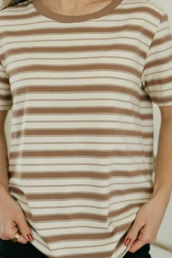 Tea N Rose Bennie Tee-Cream/Taupe Neutral Clearance