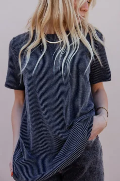 Tres Bien Boone Top-Charcoal Black New