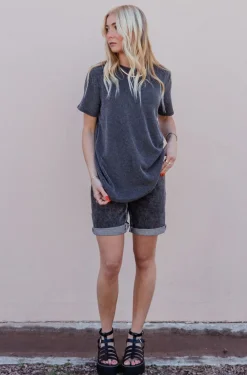 Tres Bien Boone Top-Charcoal Black New