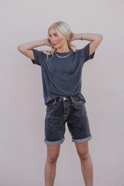 Tres Bien Boone Top-Charcoal Black New