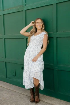 Mine and E&M Briana Dress- Floral Blue Fashion