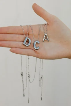 Ali Express Bubble Initial Necklace-Silver New