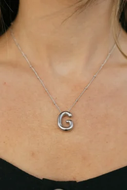 Ali Express Bubble Initial Necklace-Silver New