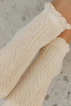 Faire Cable Knit Twist Socks- Khaki New