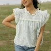 &Merci Caitlyn Top- Multi Blue New