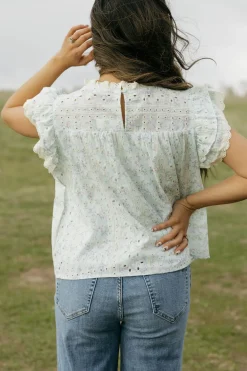 &Merci Caitlyn Top- Multi Blue New