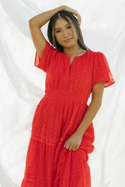 Dongguan Huoyoung Apparel Co Caribbean Dress- Eyelet Red Clearance