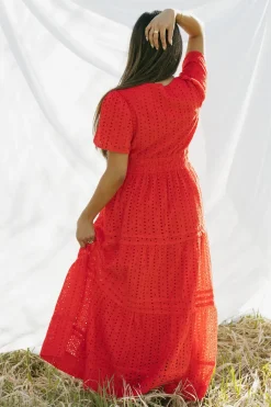 Dongguan Huoyoung Apparel Co Caribbean Dress- Eyelet Red Clearance