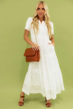 Dongguan Huoyoung Apparel Co Caribbean Dress- Eyelet White Hot
