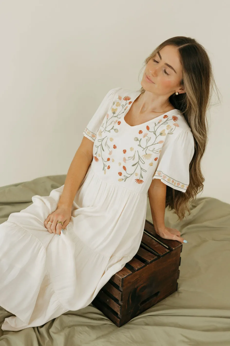 Tea N Rose Carina Dress-Ivory Neutral New