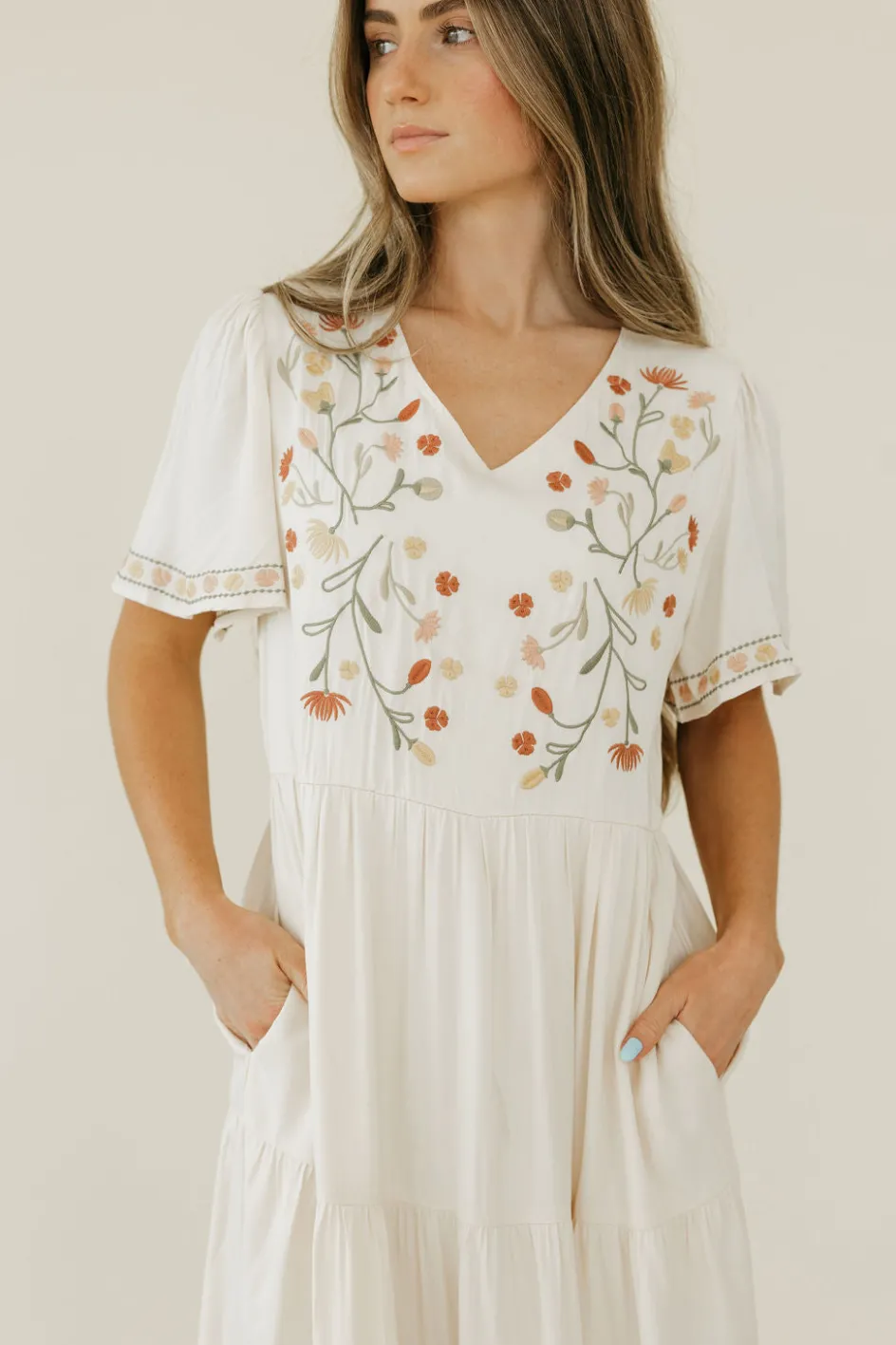 Tea N Rose Carina Dress-Ivory Neutral New