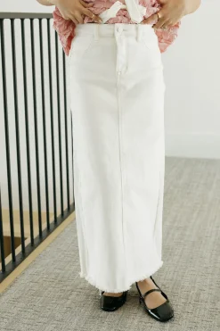 Risen Carsen Denim Skirt-Cream White Best