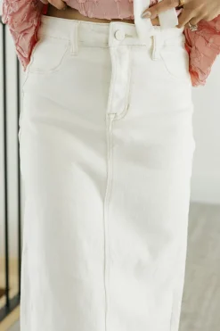 Risen Carsen Denim Skirt-Cream White Best