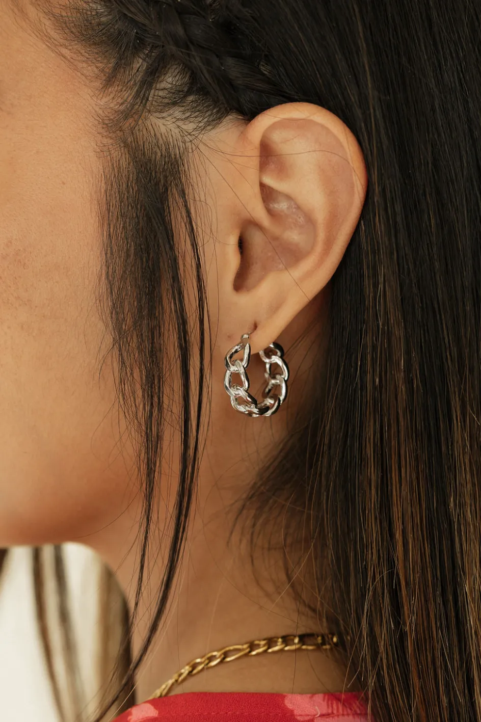 Ali Express Chain Link Hoop Earrings Gold/Silver Online