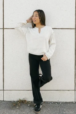 Blu Pepper Chandler Top-Cream Stripe White Hot