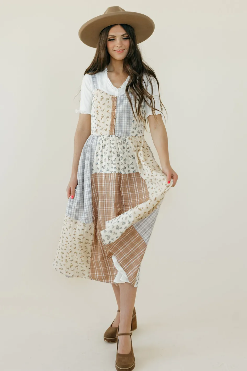 Polagram Claire Dress-Ivory Multi Neutral Sale