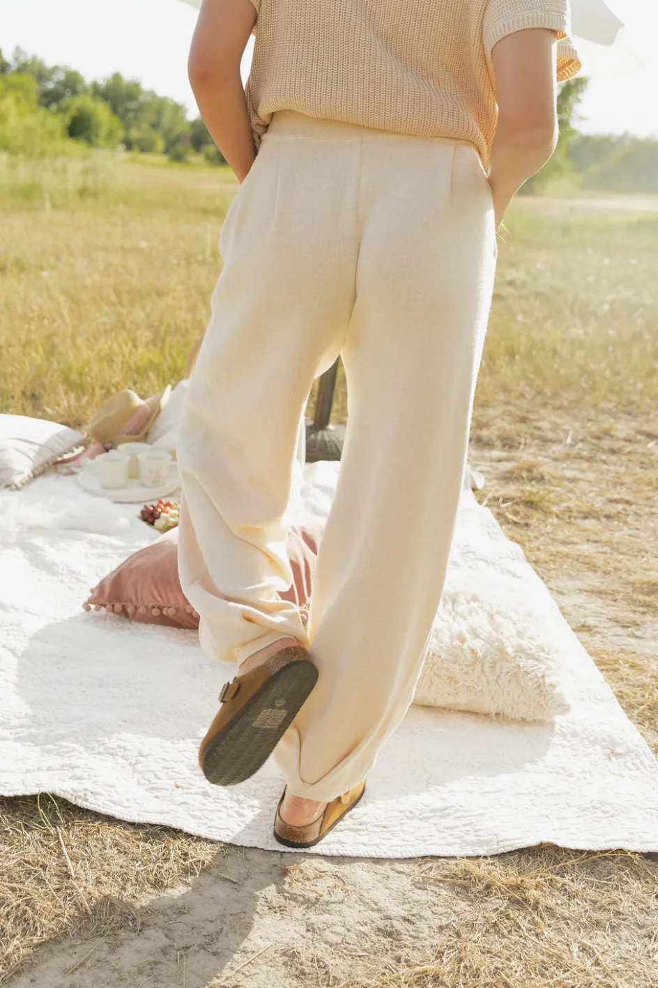Tea N Rose Cole Pants-Ivory Sale