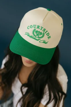 Fashion City Courtside Pickleball Club Trucker Hat- Cream/Green Online