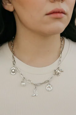 Ali Express Cowgirl Charm Necklace- Silver Sale