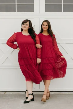 Dongguan Huoyoung Apparel Co Curtis Dress-Maroon Red Fashion