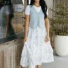 Polagram Cynthia Skirt-Ivory/Blue White Clearance