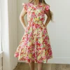 Hayden Dallas Dress-Floral Multi Red Clearance