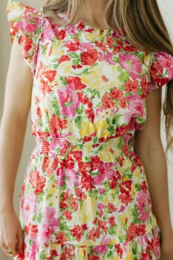 Hayden Dallas Dress-Floral Multi Red Clearance