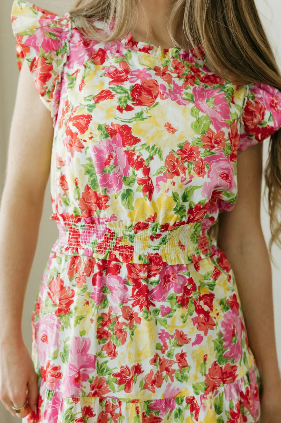 Hayden Dallas Dress-Floral Multi Red Clearance