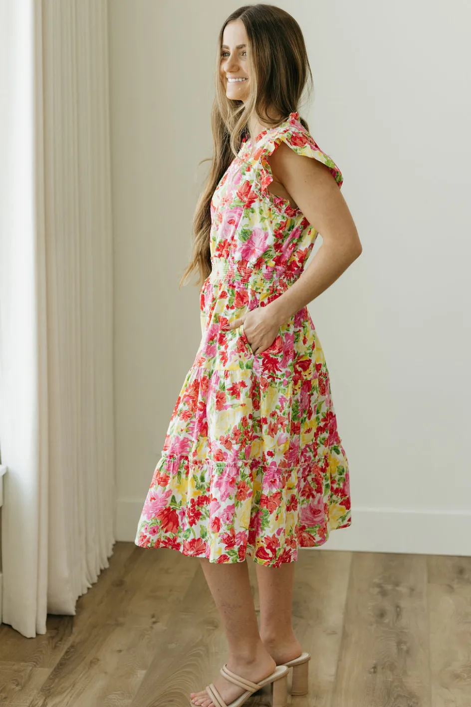 Hayden Dallas Dress-Floral Multi Red Clearance