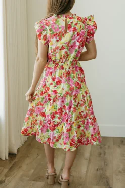 Hayden Dallas Dress-Floral Multi Red Clearance