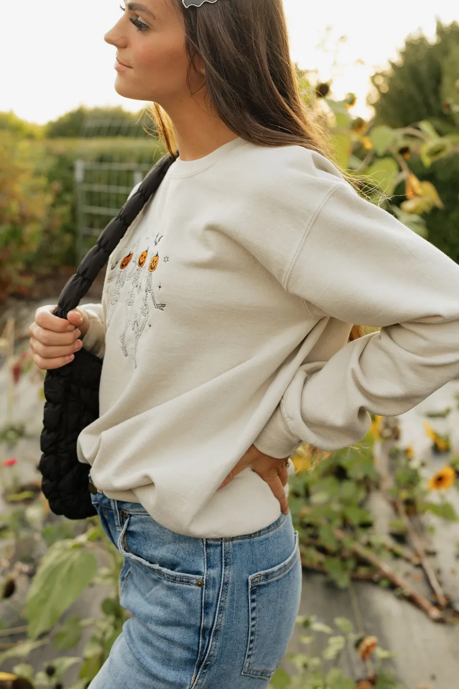 Shop Southern Belle Dancing Skeletons Pullover-Taupe Fashion