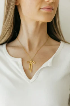 Ali Express Darling Bow Necklace- Gold Hot