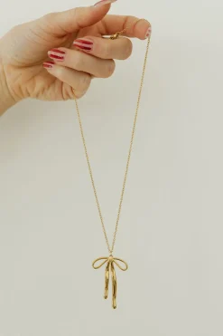 Ali Express Darling Bow Necklace- Gold Hot