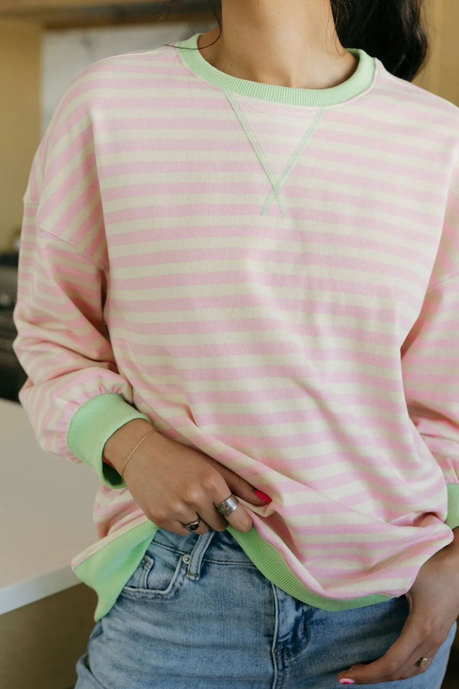 Sewn and Seen Erica Top-/Green Pink Clearance