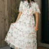 Tea N Rose Felicity Dress-Ivory Floral White Clearance