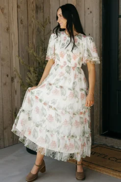 Tea N Rose Felicity Dress-Ivory Floral White Clearance