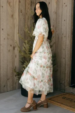 Tea N Rose Felicity Dress-Ivory Floral White Clearance