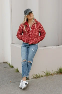 Polagram Florene Quilted Jacket-Dark Red New